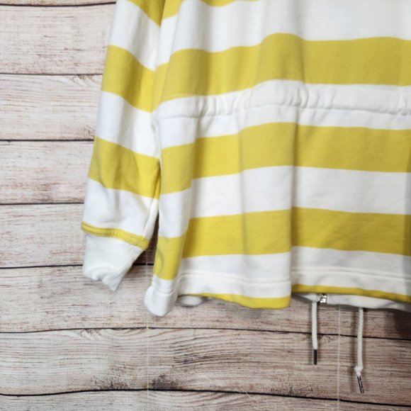Anthropologie Maeve Elmira Yellow White Striped Jacket Sweater Size Small Pocket - Picture 15 of 16